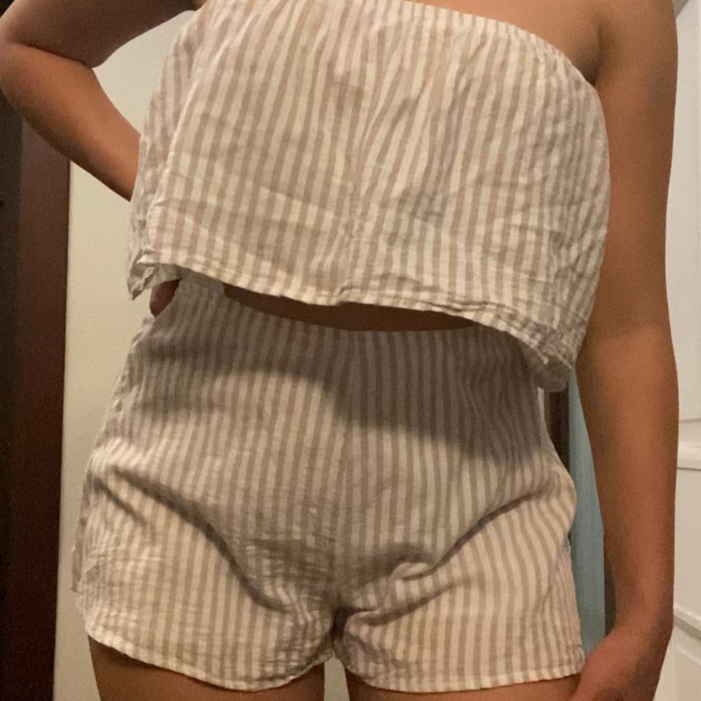 Striped Sleeveless Tobi Romper with Open Back